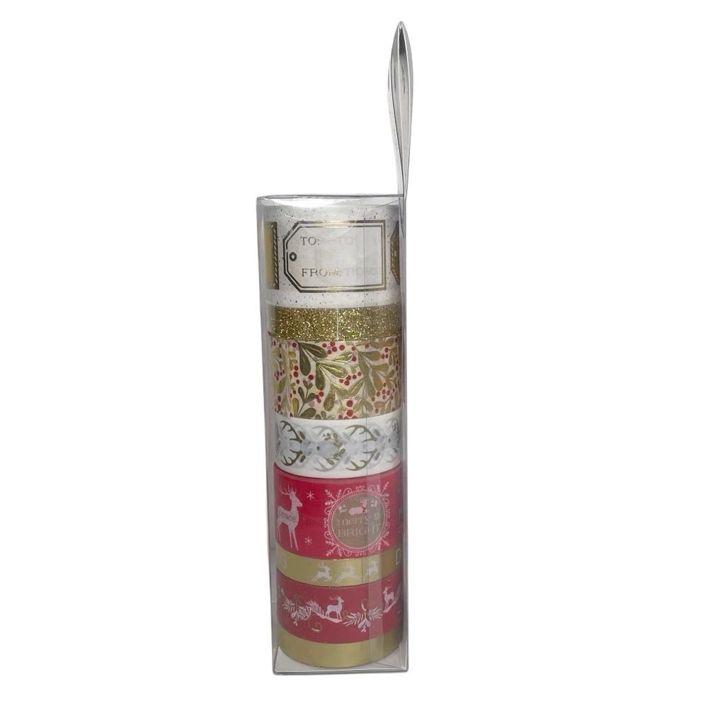 8 Rolls Martha Stewart Christmas Holiday Washi Tape Craft Red Gold Shine 52 yds